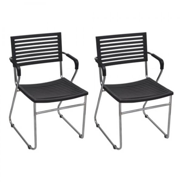 Black Stackable Arm Chair 2 pcs