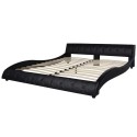 Bed &amp; Memory foam mattress imitation leather 180 cm Black