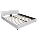 Double bed with memory foam mattress White 180x200 cm