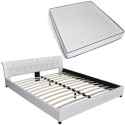 Double bed with memory foam mattress White 180x200 cm