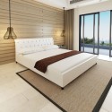 Double bed with memory foam mattress White 180x200 cm