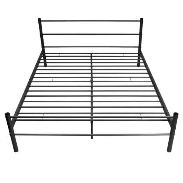 Double bed with memory mattress metal black 180x200 cm