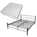 Double bed with memory mattress metal black 180x200 cm