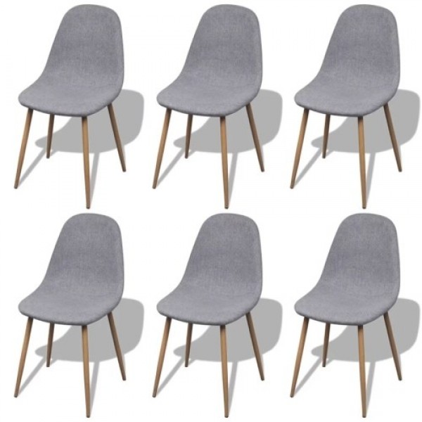 Dining Chairs 6 pcs Fabric Light Gray