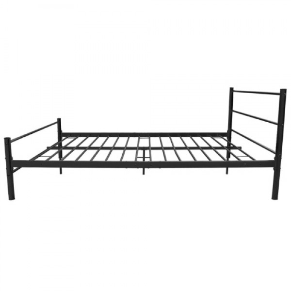 Double bed with mattress metal black 140x200 cm