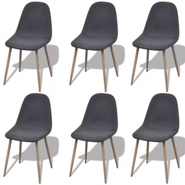 Dining Chairs 6 pcs Fabric Dark Gray