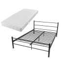 Double bed with mattress metal black 140x200 cm