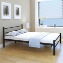 Double bed with mattress metal black 140x200 cm