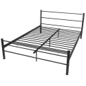 Double bed with mattress metal black 140x200 cm