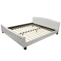 Double bed with mattress artificial leather white 180 x 200 cm