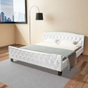 Double bed with mattress artificial leather white 180 x 200 cm