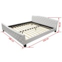 Double bed with mattress artificial leather white 180 x 200 cm