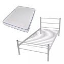 Single bed with memory mattress metal Gray 90x200 cm