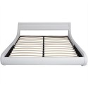 Bed with LED strip with mattress imitation leather 160x200 cm white