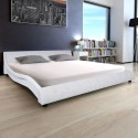 Bed &amp; Memory foam mattress imitation leather 180 cm White