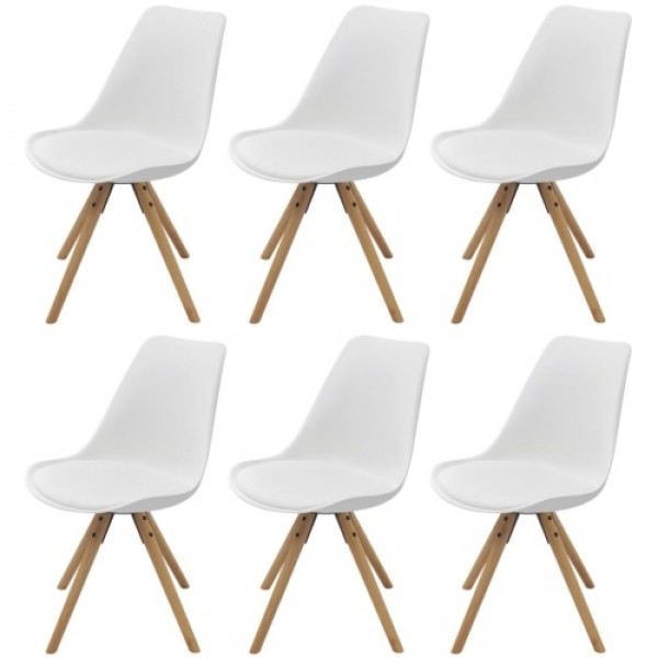 Dining Chairs 6 pcs. Faux Leather White