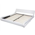 Bed with LED and memory foam mattress imitation leather 160x200 cm white