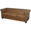 3-seater Chersterfield sofa Brown Artificial Leather