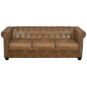 3-seater Chersterfield sofa Brown Artificial Leather