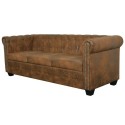 3-seater Chersterfield sofa Brown Artificial Leather