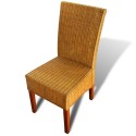 4 Pcs Brown Rattan Dining Room Chairs