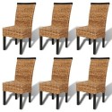 Dining Room Chairs 6 pcs in Brown Abaca