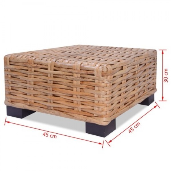 Coffee Table Natural Rattan 45x45x30 cm