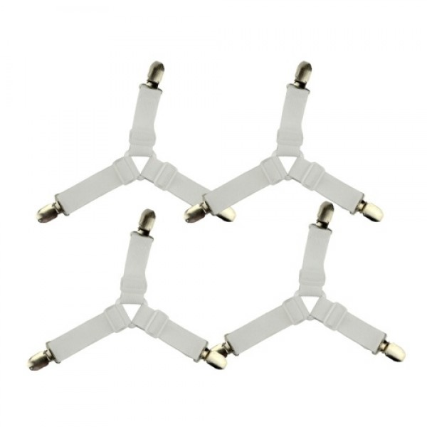 4PCS White Adjustable Triangle Bed Sheet Fasteners