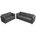 2 Pcs Set of Dark Gray Cloth Sofas