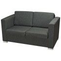 2 Pcs Set of Dark Gray Cloth Sofas