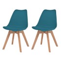 Dining chairs 2 units artificial leather and turquoise wood