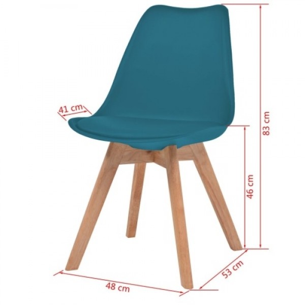 Dining chairs 2 units artificial leather and turquoise wood