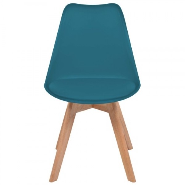 Dining chairs 2 units artificial leather and turquoise wood