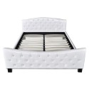 Double bed with mattress artificial leather white 140 x 200 cm