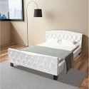 Double bed with mattress artificial leather white 140 x 200 cm