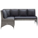 3 Piece Garden Lounge Set with Cushions Poly Rattan Gray