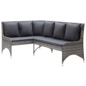 3 Piece Garden Lounge Set with Cushions Poly Rattan Gray