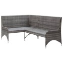 3 Piece Garden Lounge Set with Cushions Poly Rattan Gray