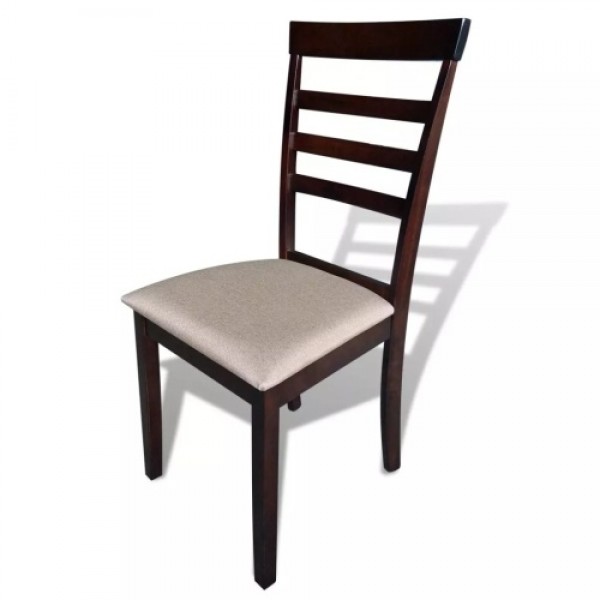 Dining Chairs 4 pcs Fabric Brown and Cream