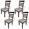 Dining Chairs 4 pcs Fabric Brown and Cream