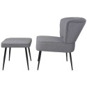  Cocktail chair with footstool fabric light gray