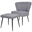  Cocktail chair with footstool fabric light gray