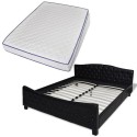 Double bed with memory foam mattress Black 180x200 cm