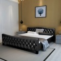 Double bed with memory foam mattress Black 180x200 cm