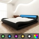 LED Bed Memory Foam Mattress Synthetic Leather Black 140x200 cm