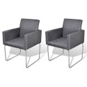 Dining Chairs 2 pcs Fabric Dark Gray