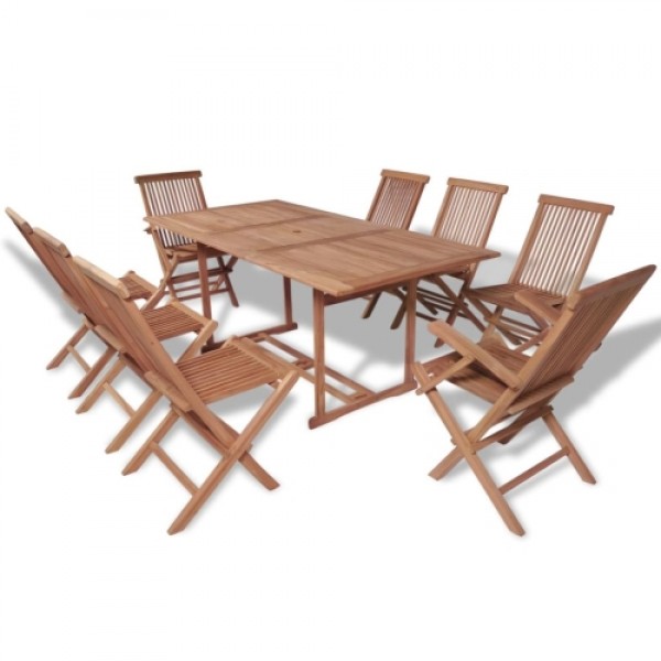 Nine Piece Outdoor Dining Set Teak