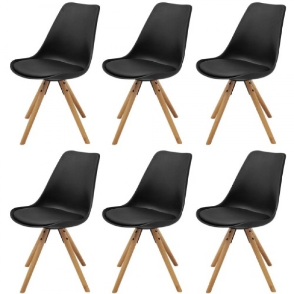 Dining Chairs 6 pcs. Faux Leather Black