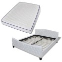 Double bed with memory foam mattress white 140x200 cm