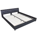 Double bed with mattress imitation leather black 180x200 cm